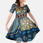 Personalized Gold Coast Titans ANZAC Kid Short Sleeve Dress Indigenous Camouflage Poppy Memorial Soldier Spartan