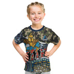 Personalized Gold Coast Titans ANZAC Kid T Shirt Indigenous Camouflage Poppy Memorial Soldier Spartan