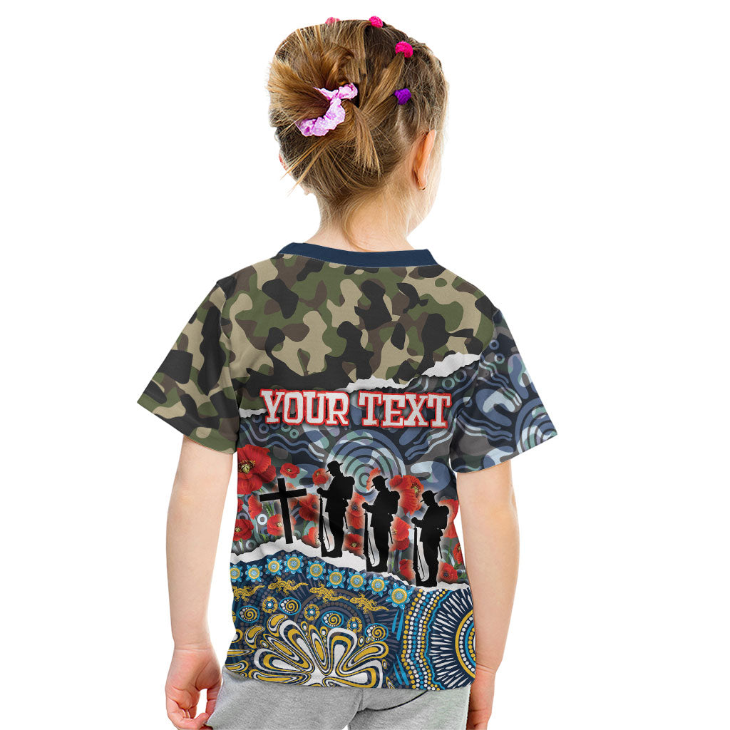 Personalized Gold Coast Titans ANZAC Kid T Shirt Indigenous Camouflage Poppy Memorial Soldier Spartan