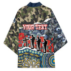Personalized Gold Coast Titans ANZAC Kimono Indigenous Camouflage Poppy Memorial Soldier Spartan