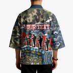 Personalized Gold Coast Titans ANZAC Kimono Indigenous Camouflage Poppy Memorial Soldier Spartan