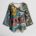 Personalized Gold Coast Titans ANZAC Kimono Sleeve Blouse Indigenous Camouflage Poppy Memorial Soldier Spartan