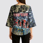 Personalized Gold Coast Titans ANZAC Kimono Sleeve Blouse Indigenous Camouflage Poppy Memorial Soldier Spartan