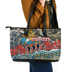 Personalized Gold Coast Titans ANZAC Leather Tote Bag Indigenous Camouflage Poppy Memorial Soldier Spartan