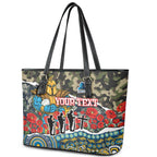 Personalized Gold Coast Titans ANZAC Leather Tote Bag Indigenous Camouflage Poppy Memorial Soldier Spartan