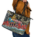 Personalized Gold Coast Titans ANZAC Leather Tote Bag Indigenous Camouflage Poppy Memorial Soldier Spartan