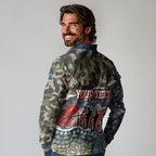 Personalized Gold Coast Titans ANZAC Long Sleeve Polo Shirt Indigenous Camouflage Poppy Memorial Soldier Spartan