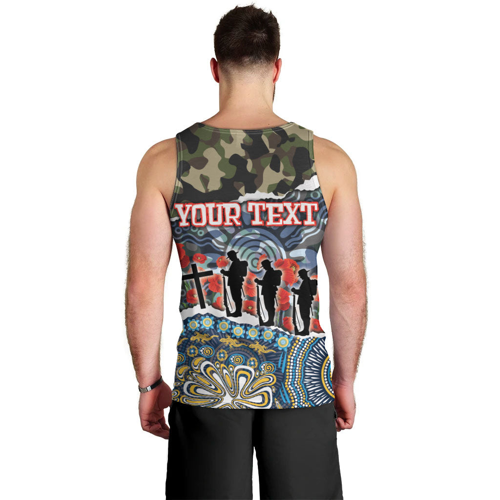Personalized Gold Coast Titans ANZAC Men Tank Top Indigenous Camouflage Poppy Memorial Soldier Spartan