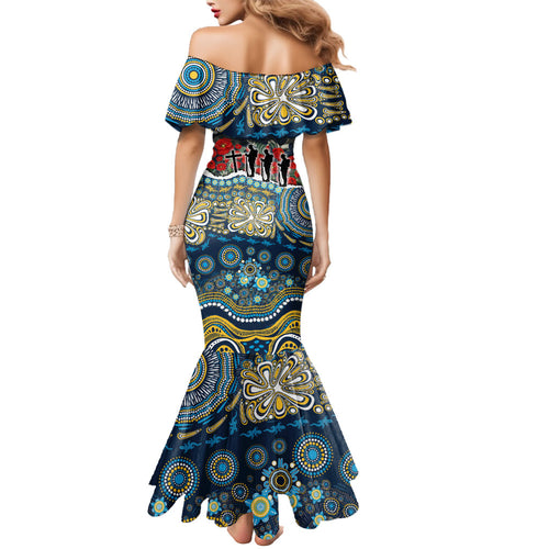 Personalized Gold Coast Titans ANZAC Mermaid Dress Indigenous Camouflage Poppy Memorial Soldier Spartan