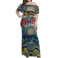 Personalized Gold Coast Titans ANZAC Off Shoulder Maxi Dress Indigenous Camouflage Poppy Memorial Soldier Spartan