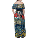Personalized Gold Coast Titans ANZAC Off Shoulder Maxi Dress Indigenous Camouflage Poppy Memorial Soldier Spartan