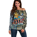 Personalized Gold Coast Titans ANZAC Off Shoulder Sweater Indigenous Camouflage Poppy Memorial Soldier Spartan