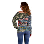 Personalized Gold Coast Titans ANZAC Off Shoulder Sweater Indigenous Camouflage Poppy Memorial Soldier Spartan