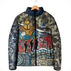 Personalized Gold Coast Titans ANZAC Padded Jacket Indigenous Camouflage Poppy Memorial Soldier Spartan