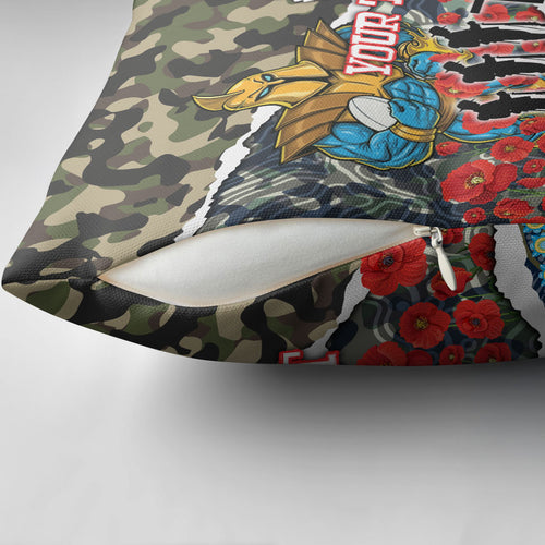 Personalized Gold Coast Titans ANZAC Pillow Cover Indigenous Camouflage Poppy Memorial Soldier Spartan