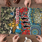 Personalized Gold Coast Titans ANZAC Puzzle Indigenous Camouflage Poppy Memorial Soldier Spartan