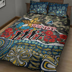 Personalized Gold Coast Titans ANZAC Quilt Bed Set Indigenous Camouflage Poppy Memorial Soldier Spartan