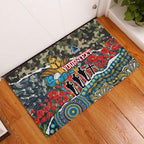 Personalized Gold Coast Titans ANZAC Rubber Doormat Indigenous Camouflage Poppy Memorial Soldier Spartan