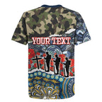 Personalized Gold Coast Titans ANZAC Rugby Jersey Indigenous Camouflage Poppy Memorial Soldier Spartan
