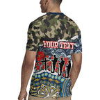 Personalized Gold Coast Titans ANZAC Rugby Jersey Indigenous Camouflage Poppy Memorial Soldier Spartan