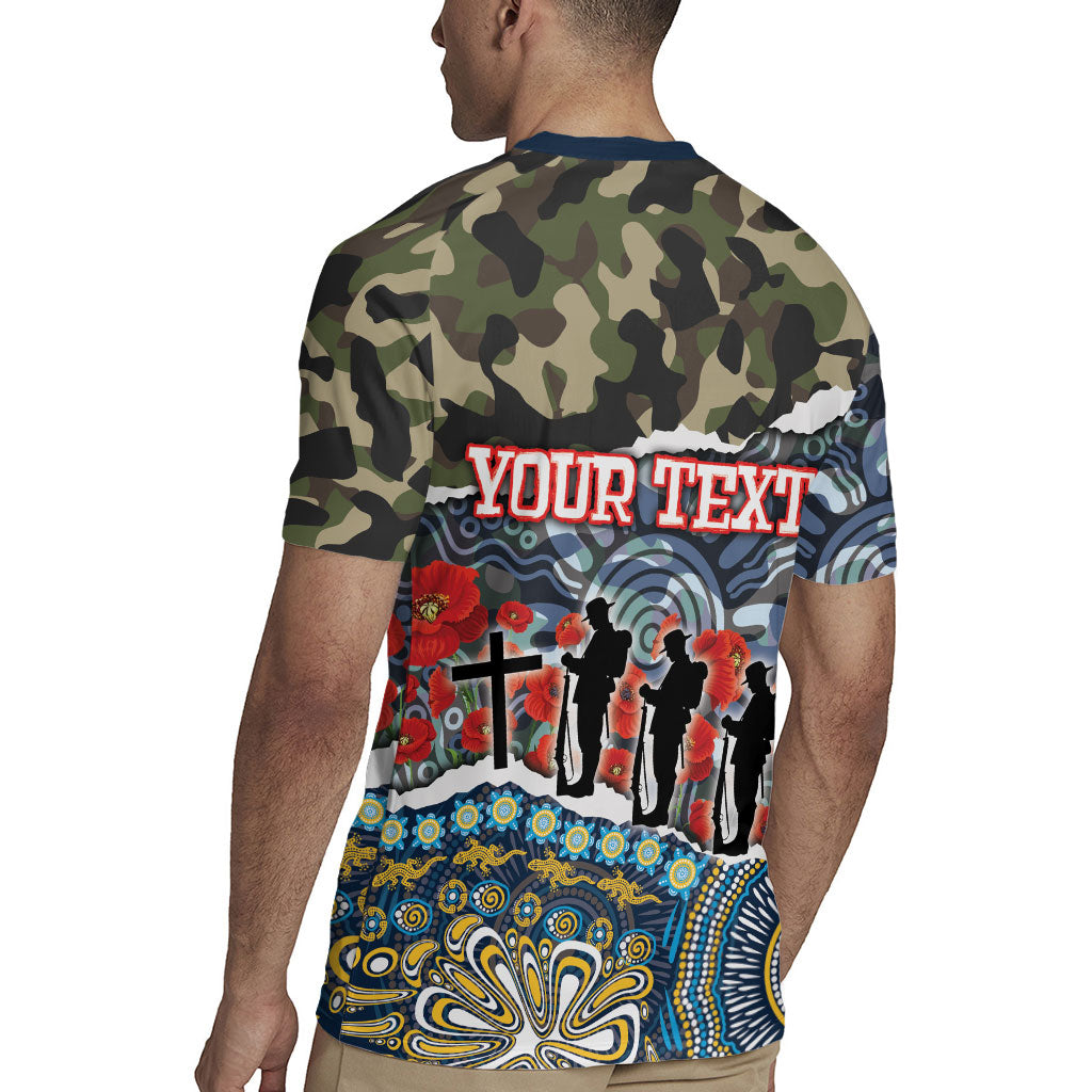 Personalized Gold Coast Titans ANZAC Rugby Jersey Indigenous Camouflage Poppy Memorial Soldier Spartan