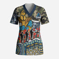 Personalized Gold Coast Titans ANZAC Scrub Top Indigenous Camouflage Poppy Memorial Soldier Spartan
