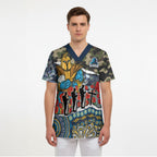 Personalized Gold Coast Titans ANZAC Scrub Top Indigenous Camouflage Poppy Memorial Soldier Spartan