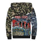 Personalized Gold Coast Titans ANZAC Sherpa Hoodie Indigenous Camouflage Poppy Memorial Soldier Spartan