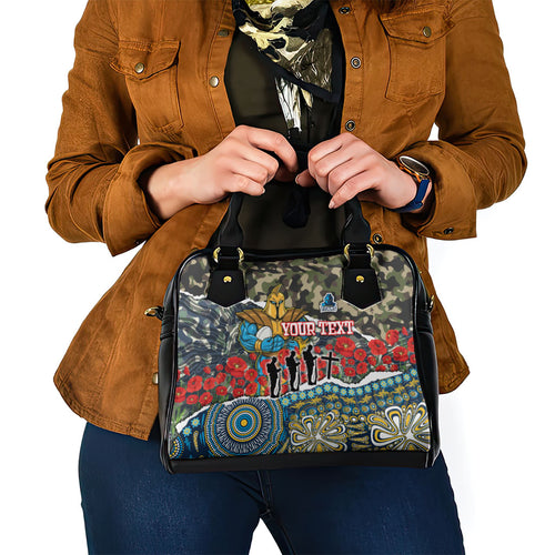 Personalized Gold Coast Titans ANZAC Shoulder Handbag Indigenous Camouflage Poppy Memorial Soldier Spartan