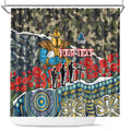 Personalized Gold Coast Titans ANZAC Shower Curtain Indigenous Camouflage Poppy Memorial Soldier Spartan