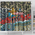 Personalized Gold Coast Titans ANZAC Shower Curtain Indigenous Camouflage Poppy Memorial Soldier Spartan