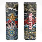 Personalized Gold Coast Titans ANZAC Skinny Tumbler Indigenous Camouflage Poppy Memorial Soldier Spartan