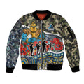 Personalized Gold Coast Titans ANZAC Sleeve Zip Bomber Jacket Indigenous Camouflage Poppy Memorial Soldier Spartan