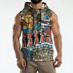 Personalized Gold Coast Titans ANZAC Sleeveless Hoodie Indigenous Camouflage Poppy Memorial Soldier Spartan