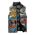 Personalized Gold Coast Titans ANZAC Sleeveless Puffer Jacket Indigenous Camouflage Poppy Memorial Soldier Spartan