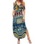 Personalized Gold Coast Titans ANZAC Summer Maxi Dress Indigenous Camouflage Poppy Memorial Soldier Spartan
