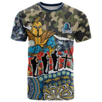 Personalized Gold Coast Titans ANZAC T Shirt Indigenous Camouflage Poppy Memorial Soldier Spartan