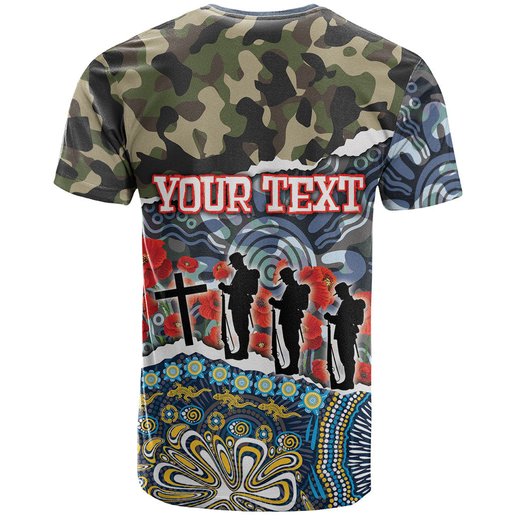 Personalized Gold Coast Titans ANZAC T Shirt Indigenous Camouflage Poppy Memorial Soldier Spartan