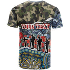 Personalized Gold Coast Titans ANZAC T Shirt Indigenous Camouflage Poppy Memorial Soldier Spartan
