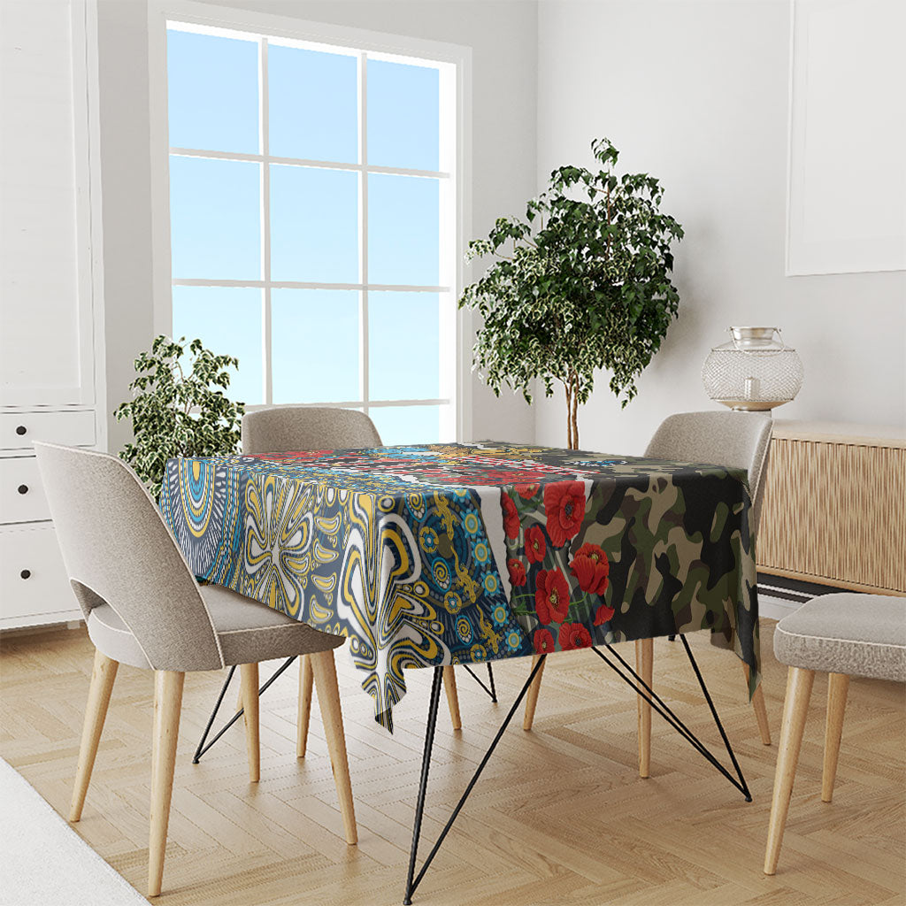 Personalized Gold Coast Titans ANZAC Tablecloth Indigenous Camouflage Poppy Memorial Soldier Spartan