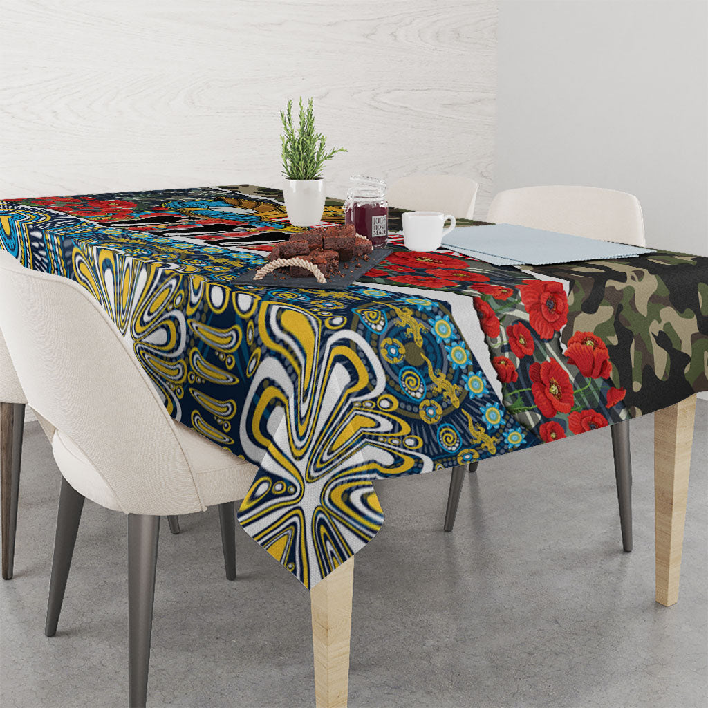 Personalized Gold Coast Titans ANZAC Tablecloth Indigenous Camouflage Poppy Memorial Soldier Spartan