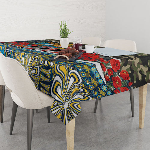 Personalized Gold Coast Titans ANZAC Tablecloth Indigenous Camouflage Poppy Memorial Soldier Spartan