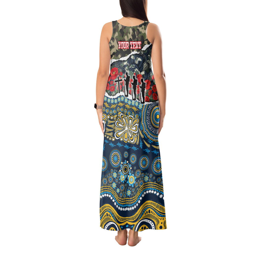Personalized Gold Coast Titans ANZAC Tank Maxi Dress Indigenous Camouflage Poppy Memorial Soldier Spartan