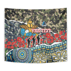 Personalized Gold Coast Titans ANZAC Tapestry Indigenous Camouflage Poppy Memorial Soldier Spartan