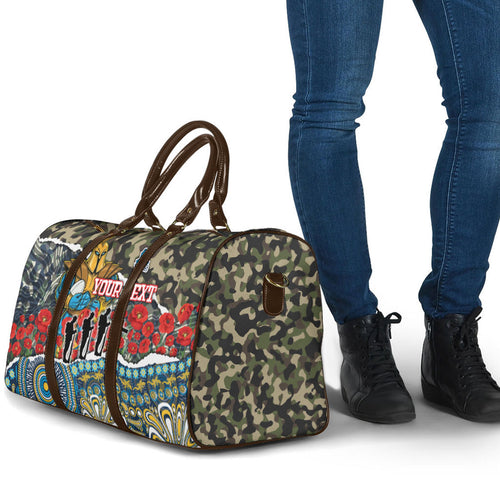 Personalized Gold Coast Titans ANZAC Travel Bag Indigenous Camouflage Poppy Memorial Soldier Spartan