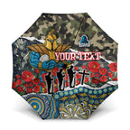Personalized Gold Coast Titans ANZAC Umbrella Indigenous Camouflage Poppy Memorial Soldier Spartan