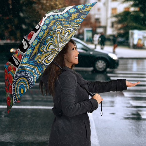 Personalized Gold Coast Titans ANZAC Umbrella Indigenous Camouflage Poppy Memorial Soldier Spartan