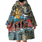 Personalized Gold Coast Titans ANZAC Wearable Blanket Hoodie Indigenous Camouflage Poppy Memorial Soldier Spartan