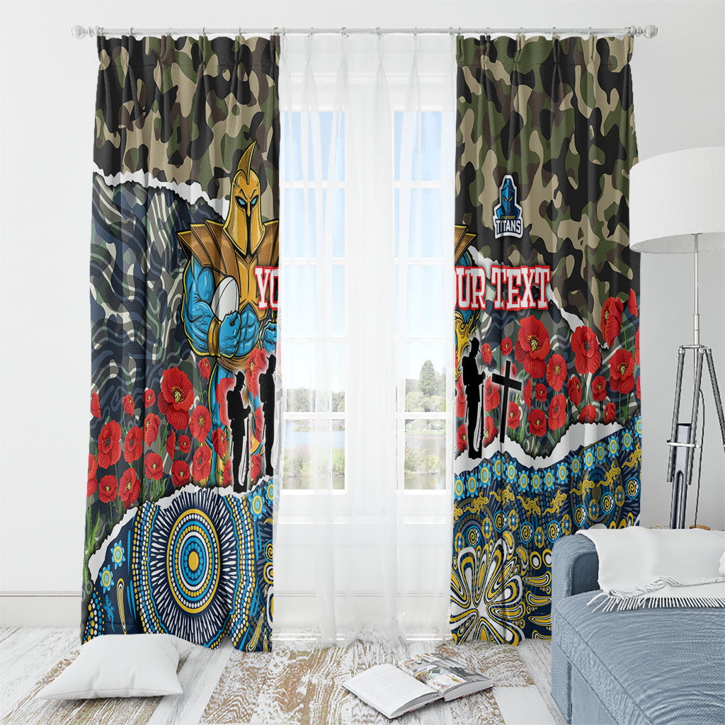 Personalized Gold Coast Titans ANZAC Window Curtain Indigenous Camouflage Poppy Memorial Soldier Spartan