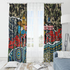 Personalized Gold Coast Titans ANZAC Window Curtain Indigenous Camouflage Poppy Memorial Soldier Spartan